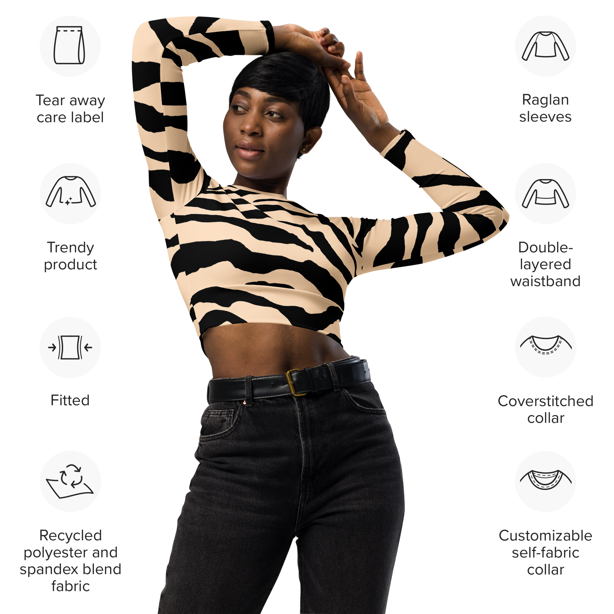 Pirouzi 'cheetah' long-sleeve crop top